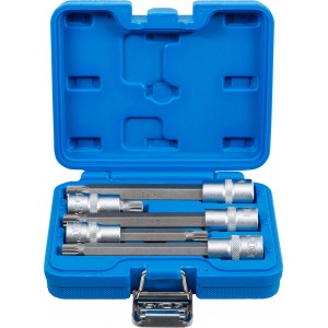 Conjunto de encaixes para pontas | Entrada de quadrado interno de 12,5 mm (1/2") | Dente interno polivalente (para XZN) | 5 peças